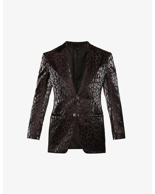 Tom Ford Leopard-print Metallic-weave Single-breasted Wool-blend Suit ...