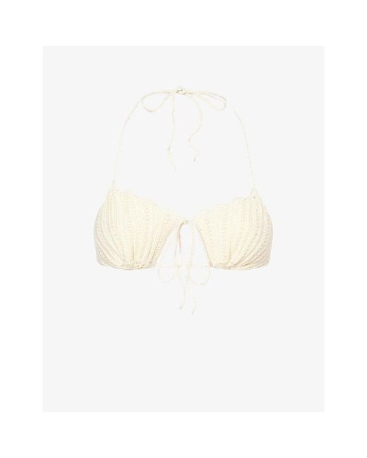 Agua Bendita White Catina Crochet Bikini Top