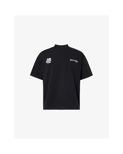 MKI Miyuki-Zoku Black Abstract Text-Print Cotton T-Shirt for men