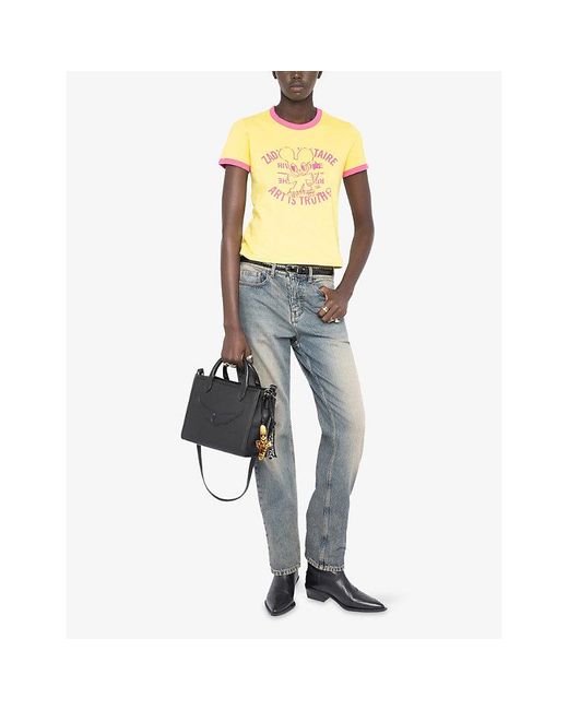 Zadig & Voltaire Yellow Woos Mouse-Print Cotton-Jersey T-Shirt