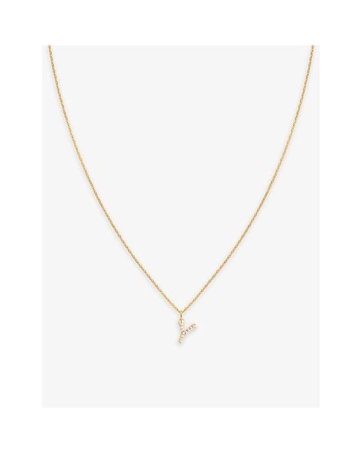Astrid & Miyu Metallic Initial Y 18Ct-Plated Sterling- And Cubic Zirconia Pendant Necklace