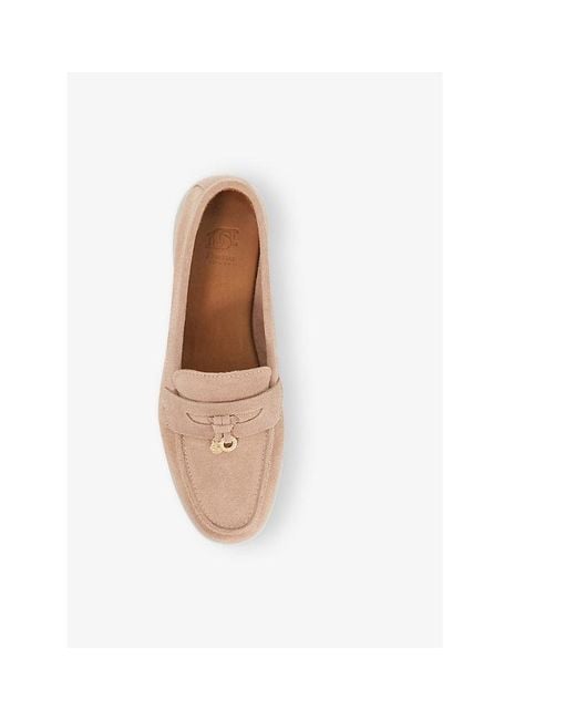 Dune Natural Grinning Charm-Detail Suede Loafers