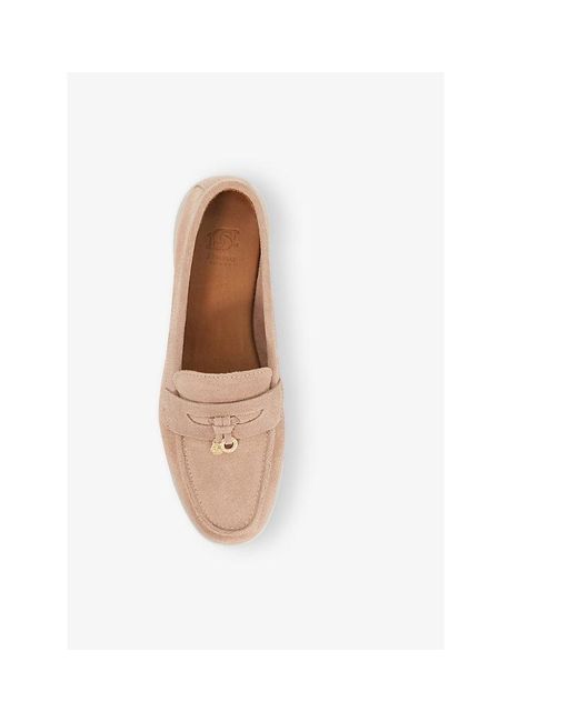 Dune Natural Grinning Charm-Detail Suede Loafers