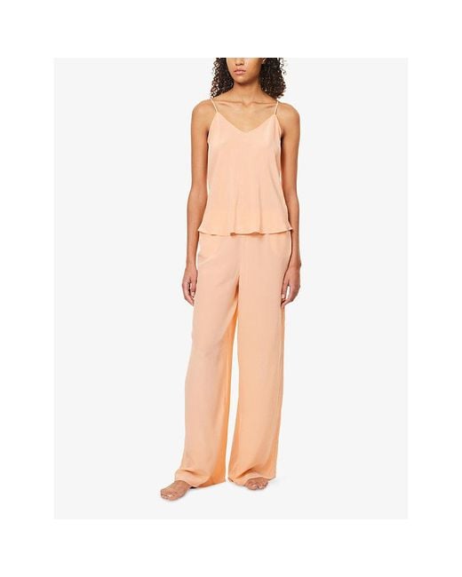 Olivia Von Halle Orange Bliss Silk Crêpe De Chine Camisole Set