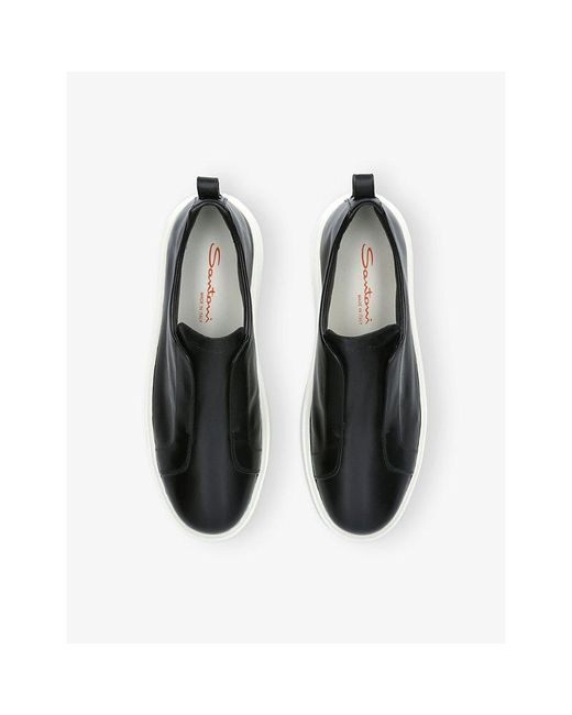 Santoni Black Clean Icon Victory Leather Low-Top Trainers for men