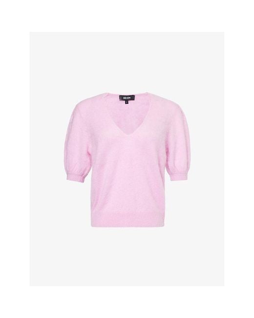 ME+EM Pink Brushed V-Neck Cashmere Jumper