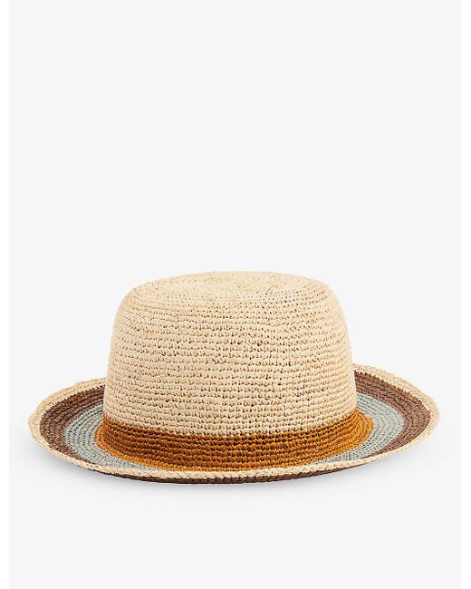 Paul Smith Natural Striped Wide-brim Straw Hat for men