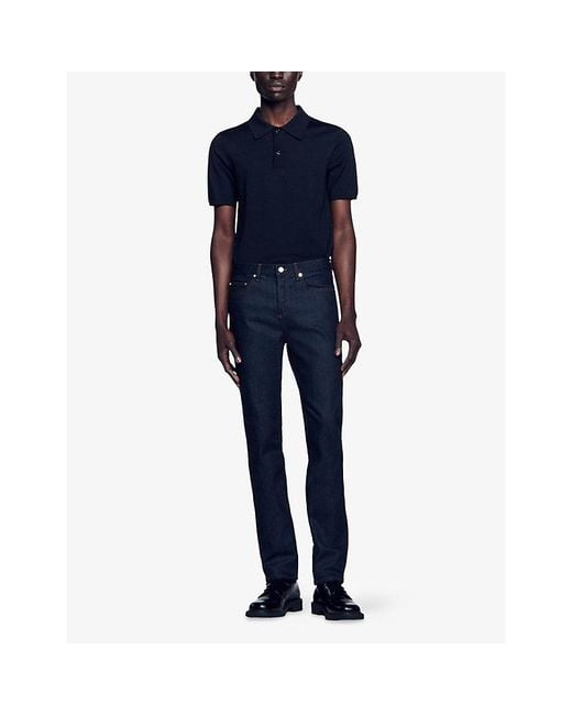 Sandro Blue Slim-Fit Mid-Rise Tapered Stretch-Denim Jeans for men