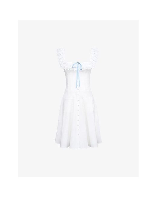 House Of Cb White Mathilde Broderie-Anglaise Stretch-Cotton Midi Dress