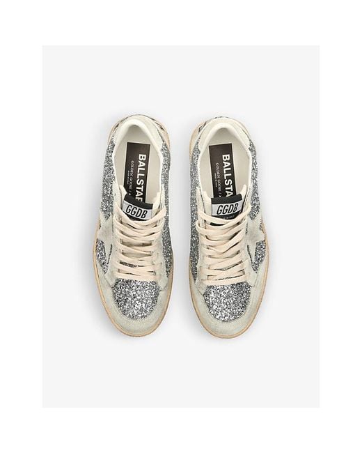 Golden Goose Deluxe Brand White Ball Star 70136 Glitter-Embellished Leather Trainers
