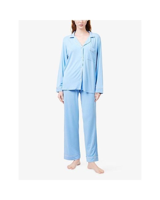 Eberjey Blue Gisele Long-Sleeve Modal-Jersey Pyjama Set