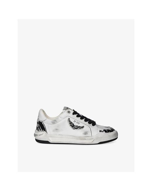 Zadig & Voltaire White Fly Wings Leather Low-Top Trainers