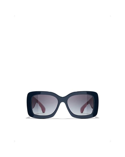 Chanel Blue Rectangle Sunglasses