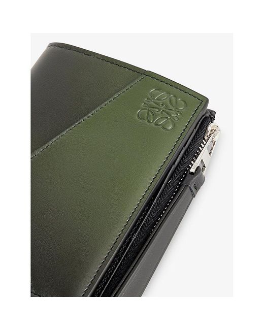 Loewe Green Puzzle Brand-debossed Leather Zip Wallet for men