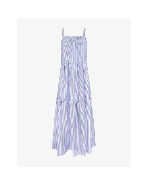 Ro&zo Purple Striped Tiered Woven Maxi Dress