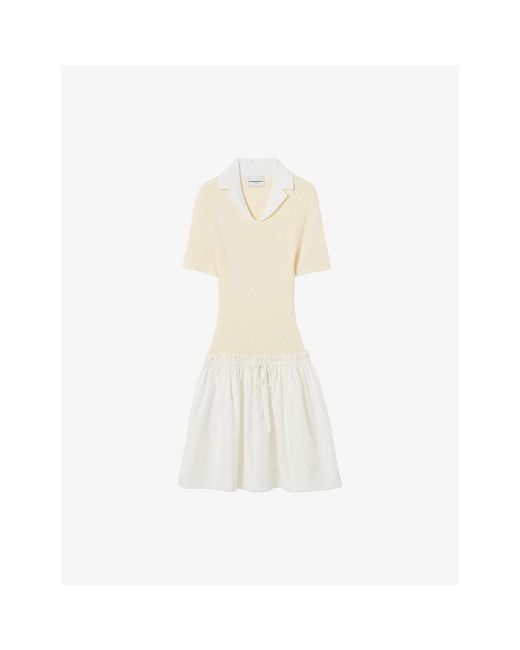 Claudie Pierlot White Two-In-One Knitted And Cotton Mini Dress