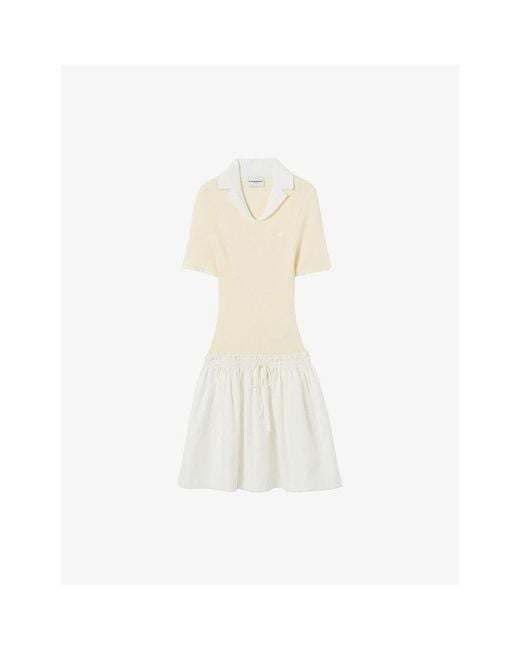 Claudie Pierlot White Two-In-One Knitted And Cotton Mini Dress
