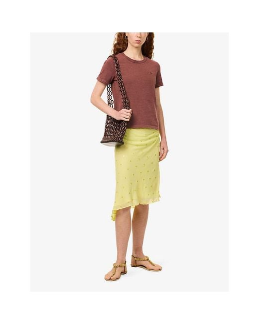 Siedres Pink Corvo Embroidered Washed Cotton-Jersey T-Shirt