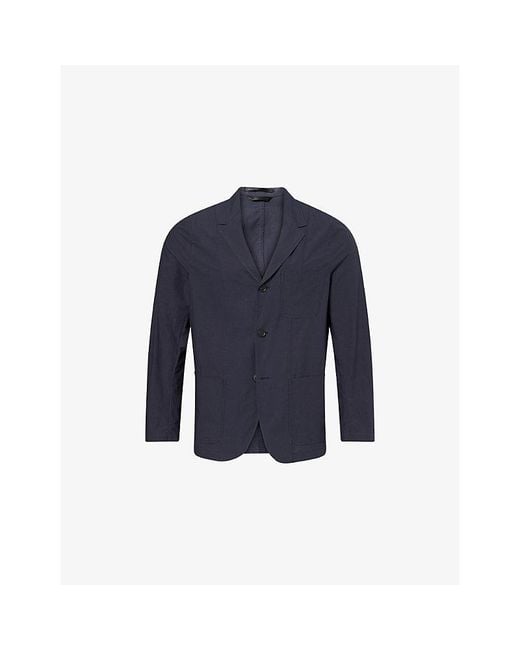 Sunspel Blue Single-Breasted Lightweight Cotton Poplin Jacket for men