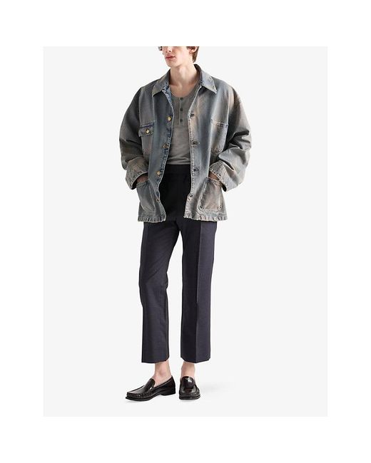 Prada Blue Distressed Canvas Blouson Jacket for men