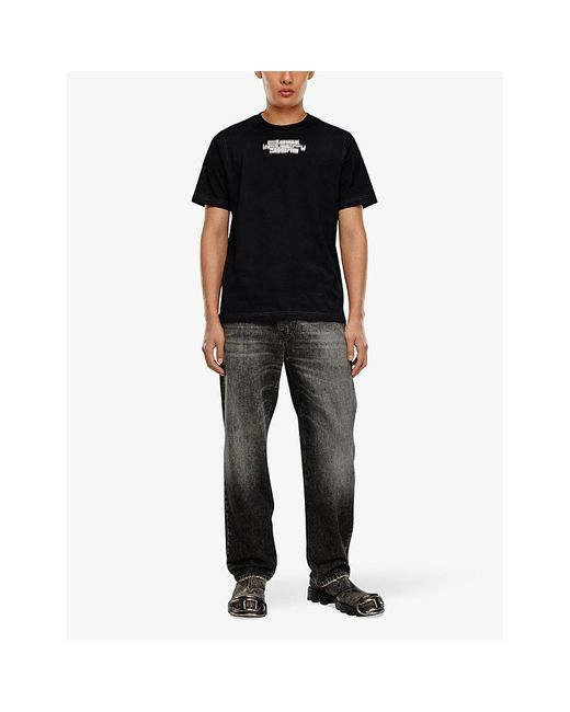 DIESEL Black T-just-slits N6 Logo Text-print Cotton T-shirt for men