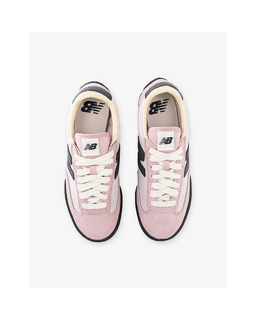 New Balance White Gator Run Suede And Mesh Trainers