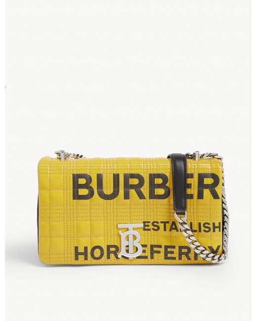 Burberry Yellow Lola Horseferry Print Quilted Check Crossbody Bag