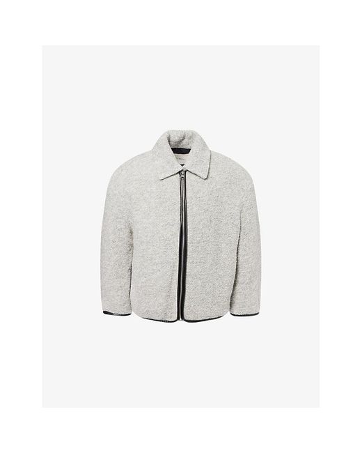 J.W. Anderson Gray Contrast-Trim Relaxed-Fit Knitted Wool-Blend Jacket for men