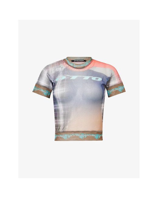 OTTOLINGER Blue Graphic Short-Sleeve Mesh T-Shirt
