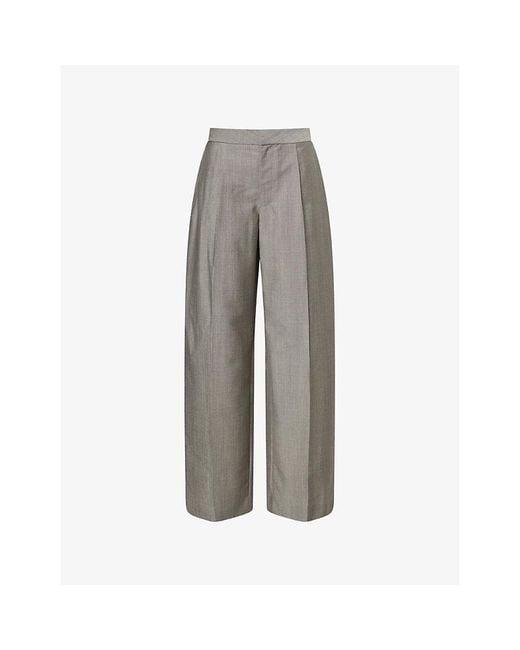 Alexander Wang Gray Tailored Mid-Rise Wool-Blend Trousers
