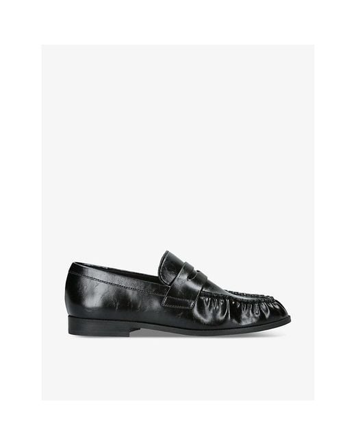 Steve Madden Black Gala Faux-Leather Penny Loafers