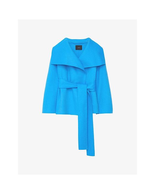 Joseph Blue Adrienne Asymmetric Wool And Cashmere-blend Jacket