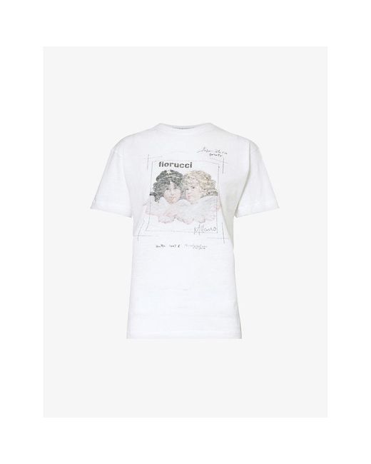Fiorucci White Postcard Angel-print Organic-cotton Jersey T-shirt