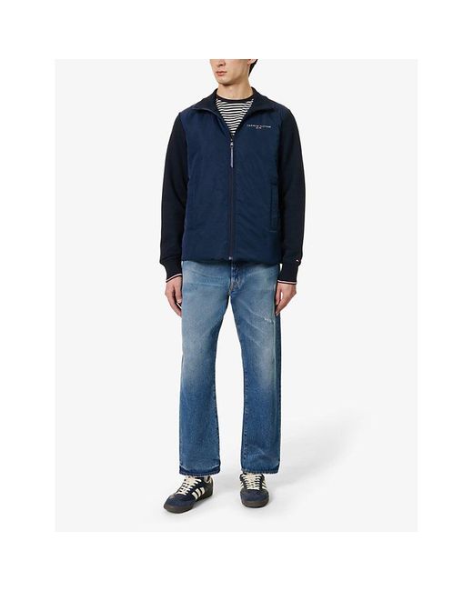 Tommy Hilfiger Blue Stand-collar Branded Cotton-blend Jacket for men
