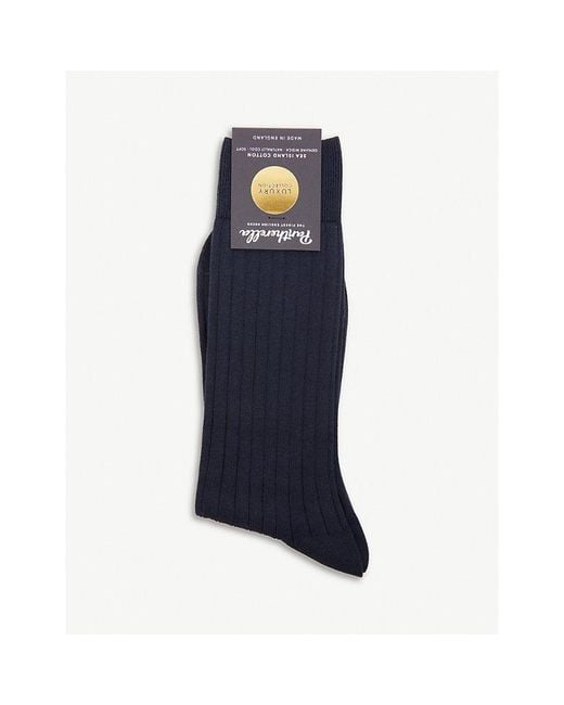 Pantherella Blue Sea Island Organic Cotton Sock for men