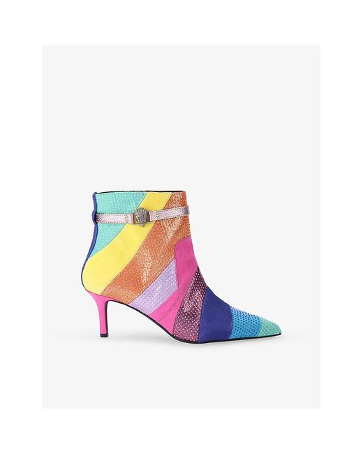 Kurt Geiger Blue Kensington Faux-Leather Heeled Ankle Boots