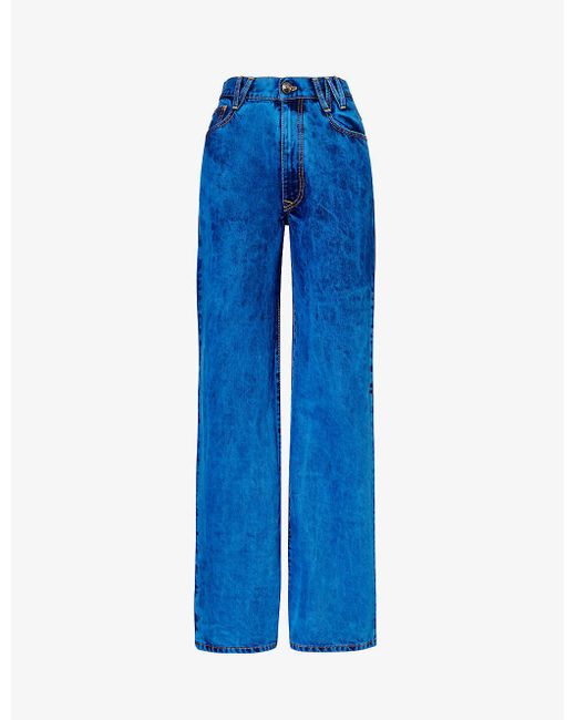 Vivienne Westwood Blue Ray Brand-patch Mid-rise Straight-leg Denim-blend Jeans