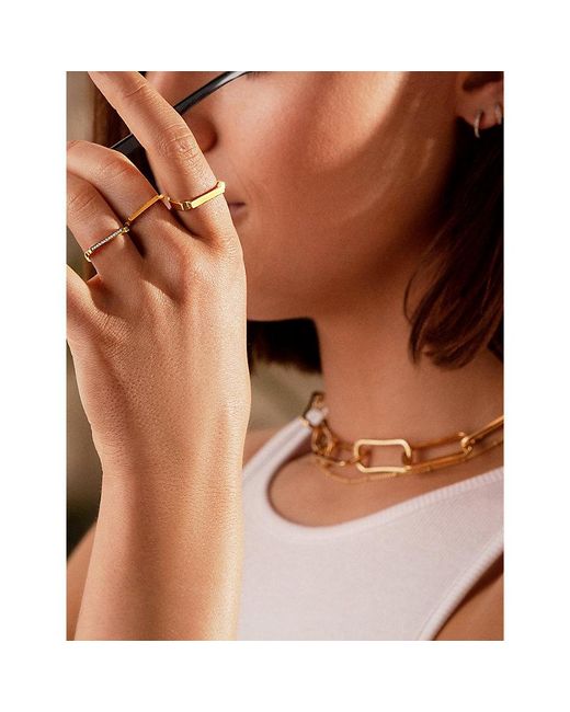 Monica Vinader White Signature 18Ct- Plated Vermeil On Sterling- Ring