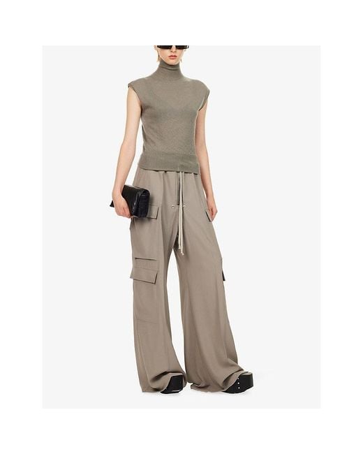 Rick Owens Gray Sleeveless Turtle-Neck Cashmere Jumper