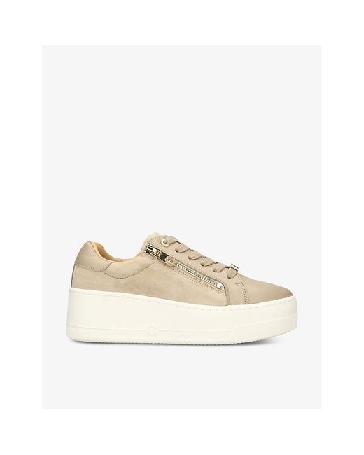 Carvela Kurt Geiger Natural Connected Zip Leather Low-top Trainers