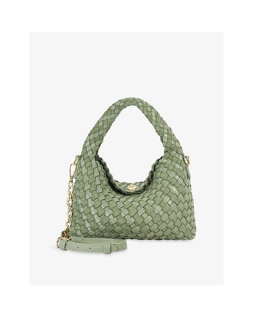 Dune Green Dinkydeliberate Mini Woven Faux-Leather Cross-Body Bag