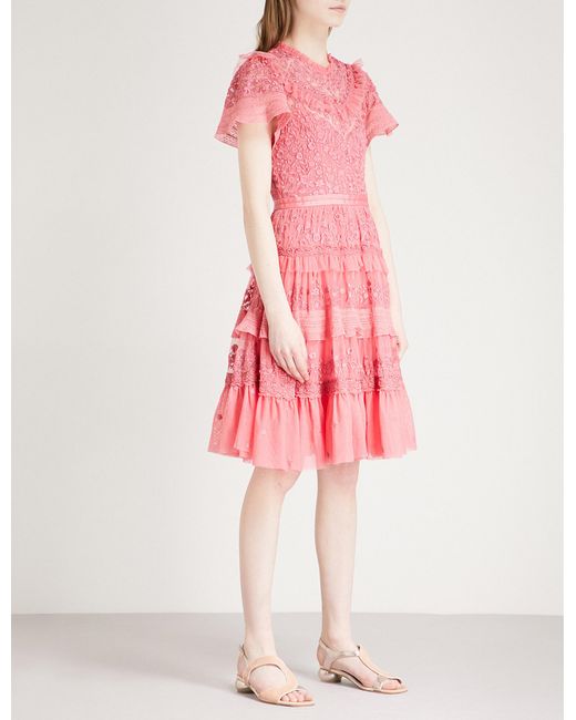 Needle & Thread Pink Iris Embroidered Tulle Dress