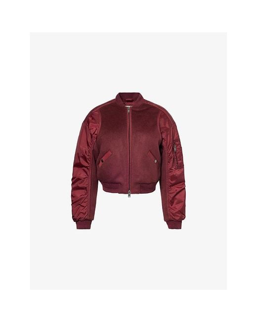 Stel Red Panelled Wool-Down Bomber Jacket