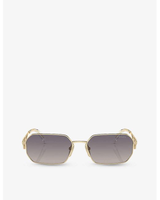 Prada White Pr A51s Irregular-frame Metal Sunglasses