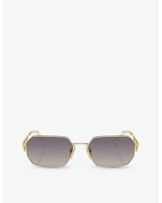 Prada White Pr A51s Irregular-frame Metal Sunglasses