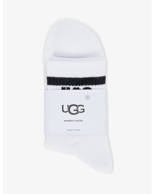 UGG Dierson Logo-detail Stretch-cotton Socks in White | Lyst UK