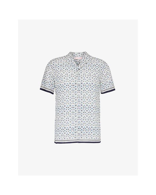 Orlebar Brown Blue Hibbert Graphic-print Regular-fit Woven Shirt for men