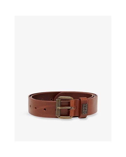 DIESEL Brown B-Biscotto-Loop Leather Belt for men