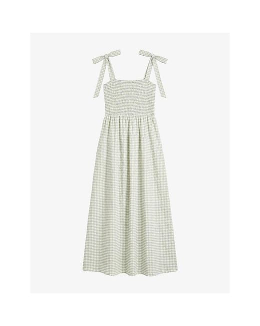 OMNES White Dixie Tie-Strap Cotton Maxi Dress