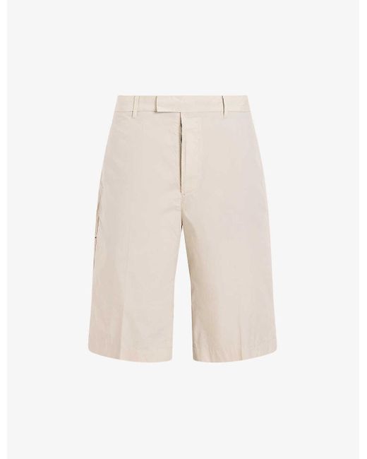 AllSaints White Bailey Pressed-crease Organic-cotton Shorts for men